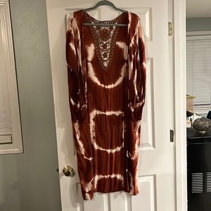 Three bird nest kimono tie dye brown one size